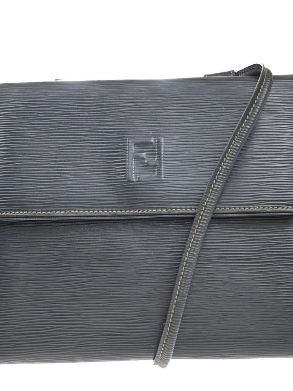 FENDI Logo Zucca Pattern Shoulder Bag Canvas Leather Brown Black GHW 76KP016